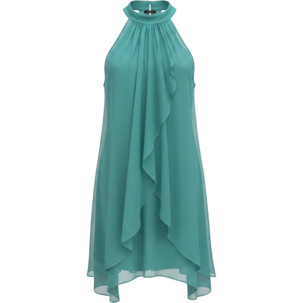 Linea 120% Lino Turquoise Teal Linen Halter Dress Y0W49ATE517900 NWT IT 44 US 8‎
